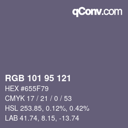 Farbcode: RGB 101 95 121 | qconv.com