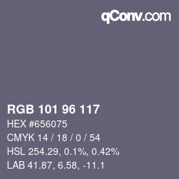 Color code: RGB 101 96 117 | qconv.com