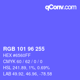 Color code: RGB 101 96 255 | qconv.com