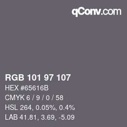 Código de color: RGB 101 97 107 | qconv.com