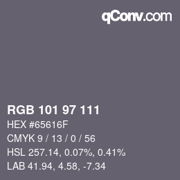 Color code: RGB 101 97 111 | qconv.com