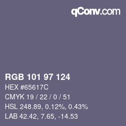 Color code: RGB 101 97 124 | qconv.com