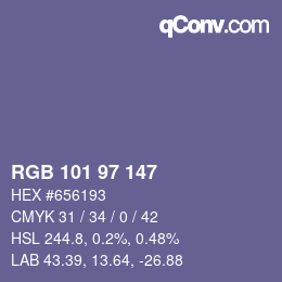 Farbcode: RGB 101 97 147 | qconv.com