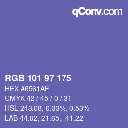 Color code: RGB 101 97 175 | qconv.com