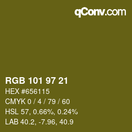 Color code: RGB 101 97 21 | qconv.com