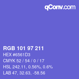 Color code: RGB 101 97 211 | qconv.com