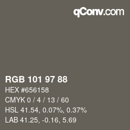 Color code: RGB 101 97 88 | qconv.com