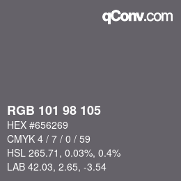 カラーコード: RGB 101 98 105 | qconv.com