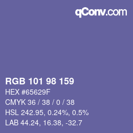 Color code: RGB 101 98 159 | qconv.com