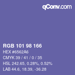 Color code: RGB 101 98 166 | qconv.com