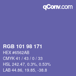 Color code: RGB 101 98 171 | qconv.com