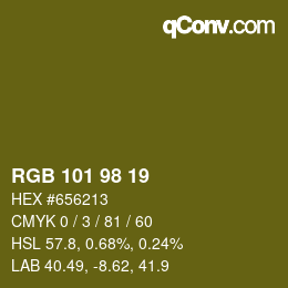 Color code: RGB 101 98 19 | qconv.com