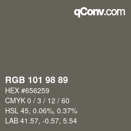 カラーコード: RGB 101 98 89 | qconv.com