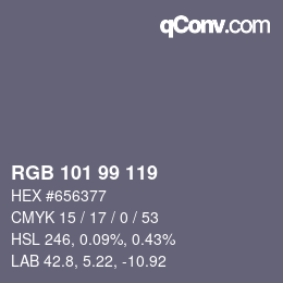 Color code: RGB 101 99 119 | qconv.com