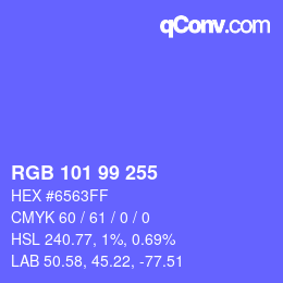 Color code: RGB 101 99 255 | qconv.com