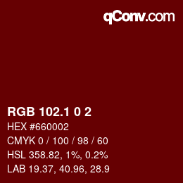 カラーコード: RGB 102.1 0 2 | qconv.com