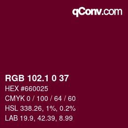 カラーコード: RGB 102.1 0 37 | qconv.com