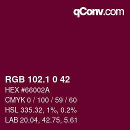カラーコード: RGB 102.1 0 42 | qconv.com