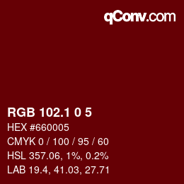 カラーコード: RGB 102.1 0 5 | qconv.com