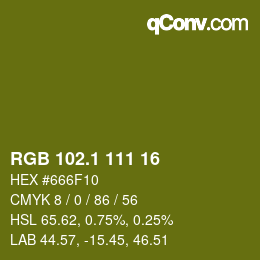 カラーコード: RGB 102.1 111 16 | qconv.com