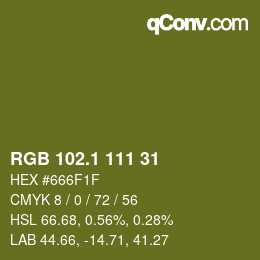 カラーコード: RGB 102.1 111 31 | qconv.com