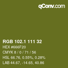 カラーコード: RGB 102.1 111 32 | qconv.com