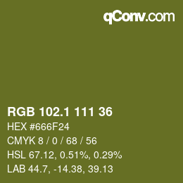 カラーコード: RGB 102.1 111 36 | qconv.com