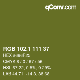 カラーコード: RGB 102.1 111 37 | qconv.com