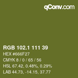 カラーコード: RGB 102.1 111 39 | qconv.com