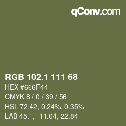 カラーコード: RGB 102.1 111 68 | qconv.com