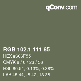 Color code: RGB 102.1 111 85 | qconv.com