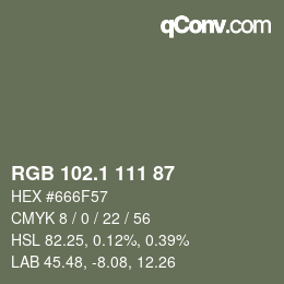 カラーコード: RGB 102.1 111 87 | qconv.com