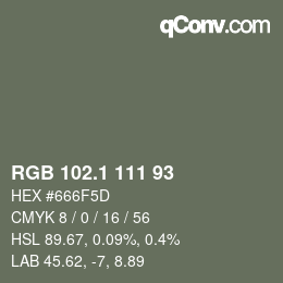 Color code: RGB 102.1 111 93 | qconv.com