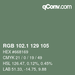 Color code: RGB 102.1 129 105 | qconv.com