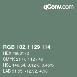 Color code: RGB 102.1 129 114 | qconv.com