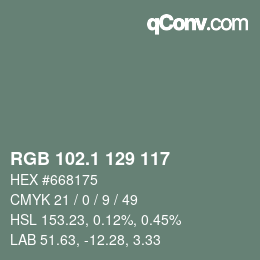 Color code: RGB 102.1 129 117 | qconv.com
