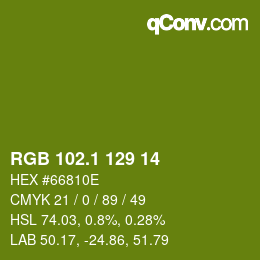 カラーコード: RGB 102.1 129 14 | qconv.com