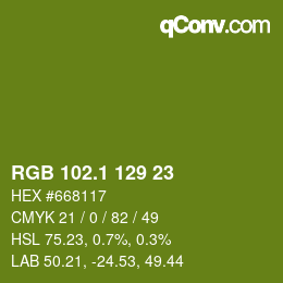 カラーコード: RGB 102.1 129 23 | qconv.com