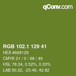 カラーコード: RGB 102.1 129 41 | qconv.com