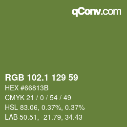カラーコード: RGB 102.1 129 59 | qconv.com