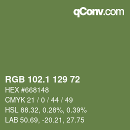 Color code: RGB 102.1 129 72 | qconv.com