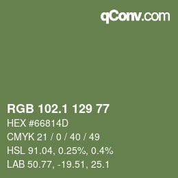 カラーコード: RGB 102.1 129 77 | qconv.com