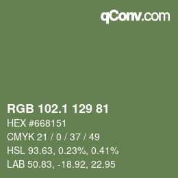 Color code: RGB 102.1 129 81 | qconv.com