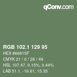 カラーコード: RGB 102.1 129 95 | qconv.com