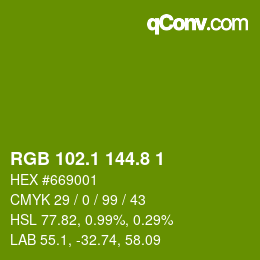 カラーコード: RGB 102.1 144.8 1 | qconv.com