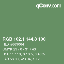 Farbcode: RGB 102.1 144.8 100 | qconv.com