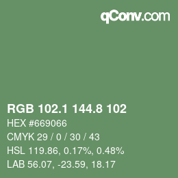 カラーコード: RGB 102.1 144.8 102 | qconv.com