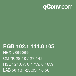 Farbcode: RGB 102.1 144.8 105 | qconv.com