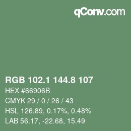 カラーコード: RGB 102.1 144.8 107 | qconv.com