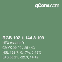 Color code: RGB 102.1 144.8 109 | qconv.com